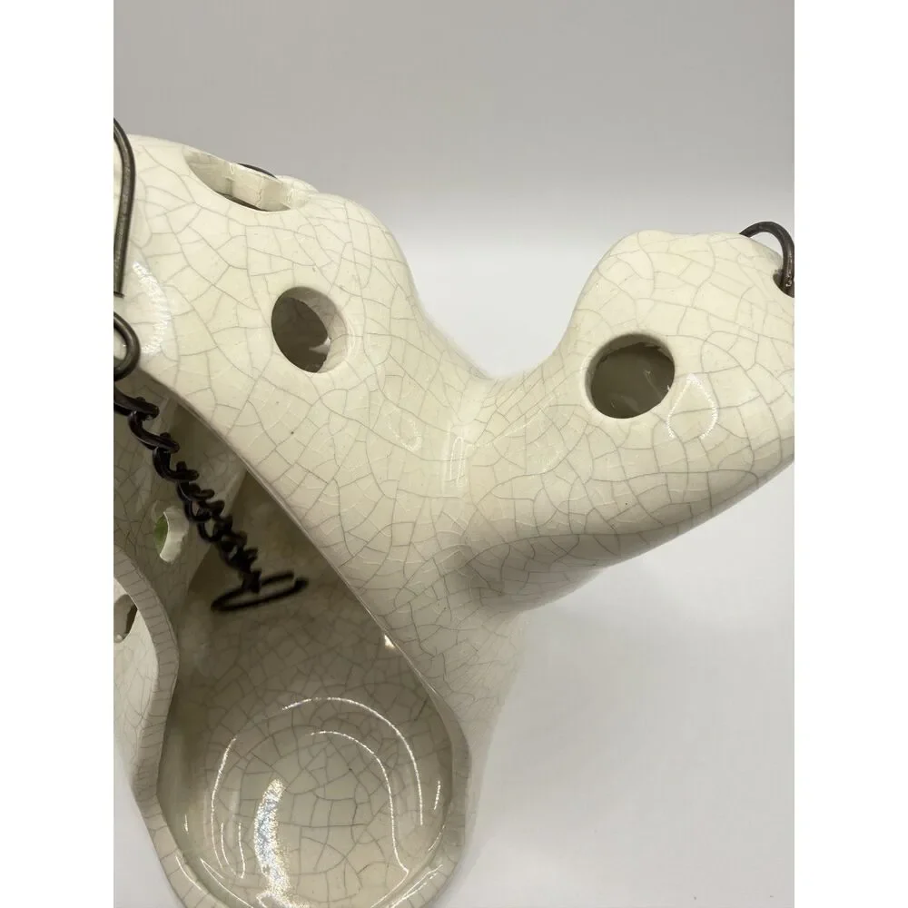 Vintage Ceramic Halloween Ghost Candle Holder Hanging Lantern Chain Pumpkins Set